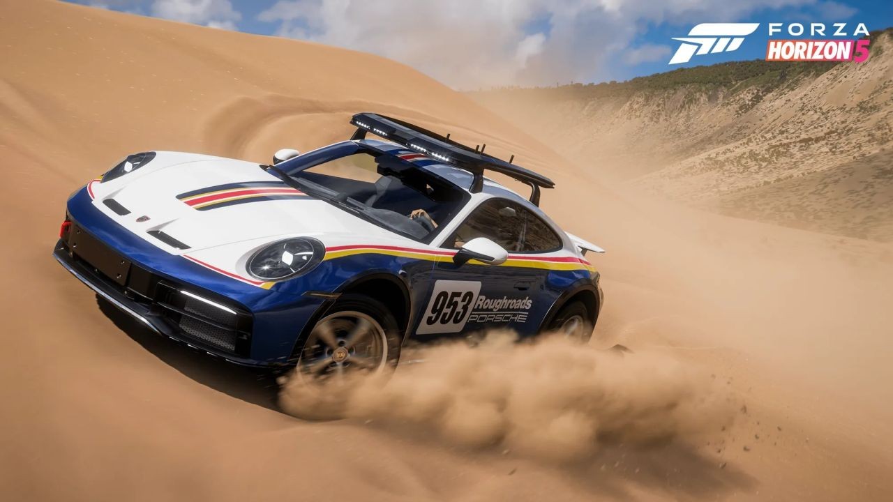 Race against the Covenant in your brand-new Porsche with Forza Halo 5's latest update — I'm sorry, I meant Forza Horizon 5 (now feat. Steve Vai)